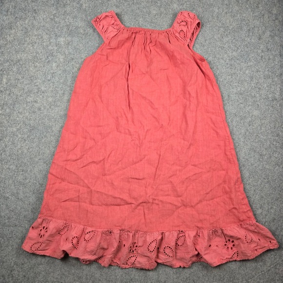 Terzo Millennio Dresses & Skirts - Terzo Millennio Linen Dress Womens Medium Pink Eyelet Lace Ruffle Made in Italy